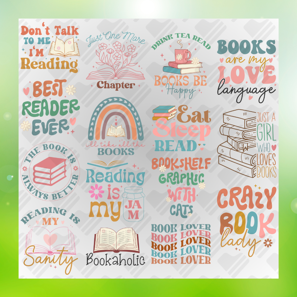 Book Lover Bundle Heat Transfer ~ Gang Sheet Designs