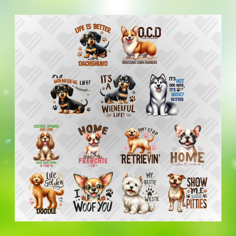 Cute Dog Breeds Quotes Bundle Cuties Transfer