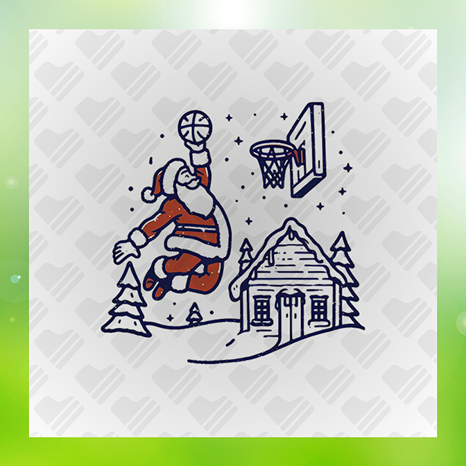 Basketball Santa Sticker