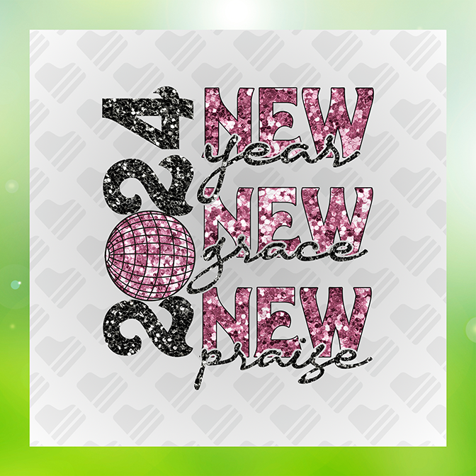 Glitter Look, No Mess New Year 2024 Sticker