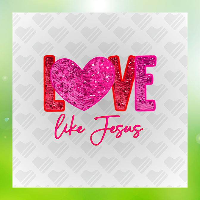 Glitter Look, No Mess Love Jesus Sticker
