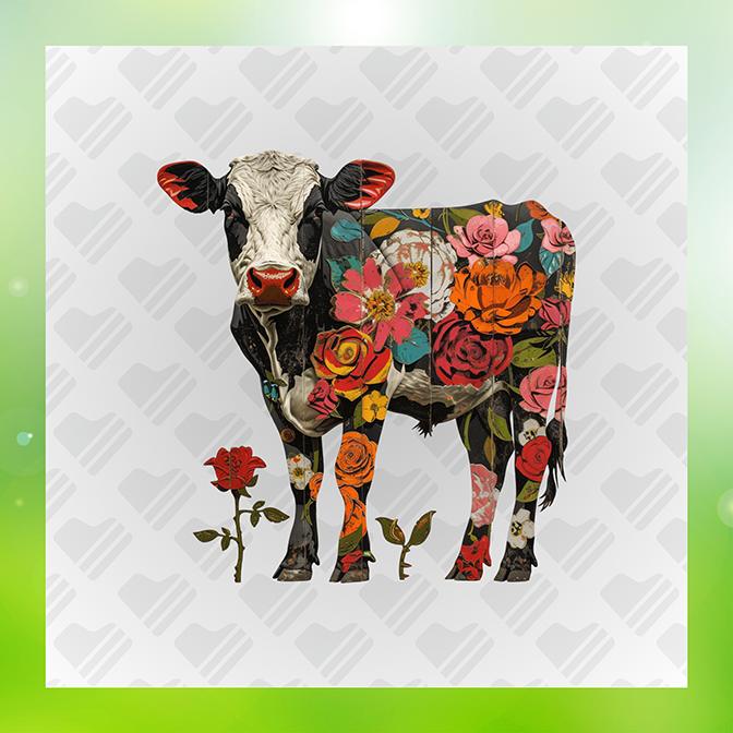 Flowery Cow Sticker