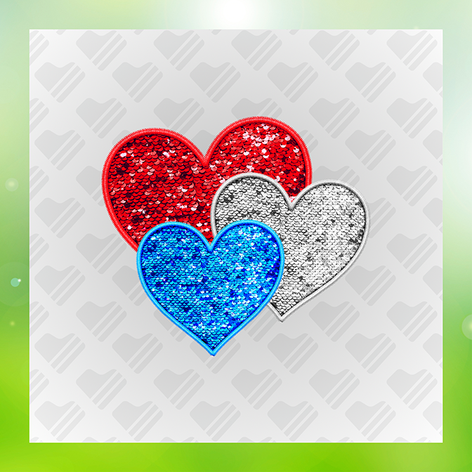Glitter Look No Mess 3 Heart Sticker