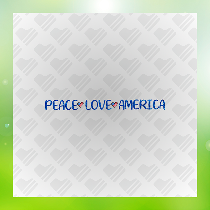 Glitter Look No Mess Peace Love America Sticker
