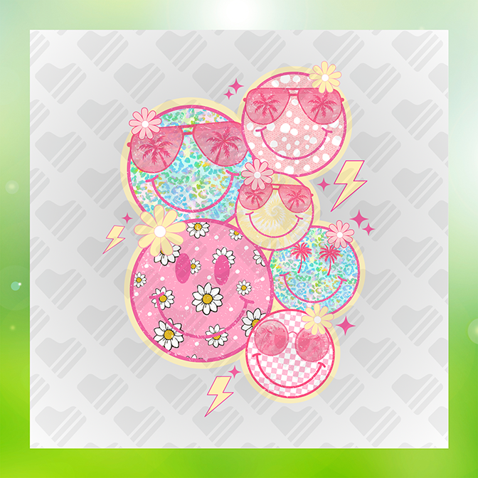Emojis Checkered Flowers Sticker