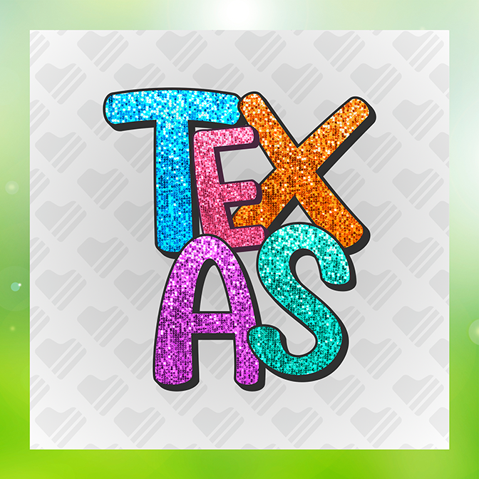 Glitter Look No Mess Texas Sticker