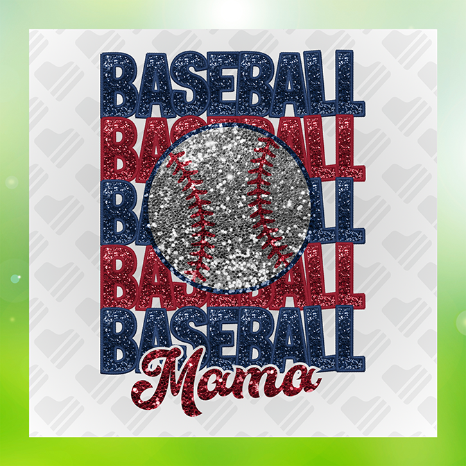 Glitter Look Baseball Mama Sticker