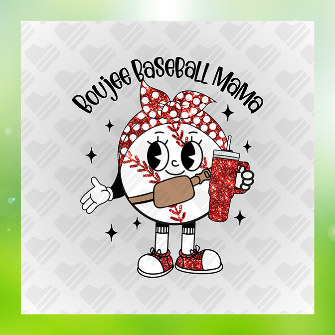 Glitter Look No Mess Boujee Baseball Mama Sticker