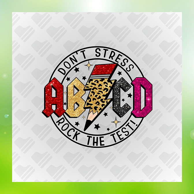 Glitter Look  Don't Stress Rock The Test Sticker