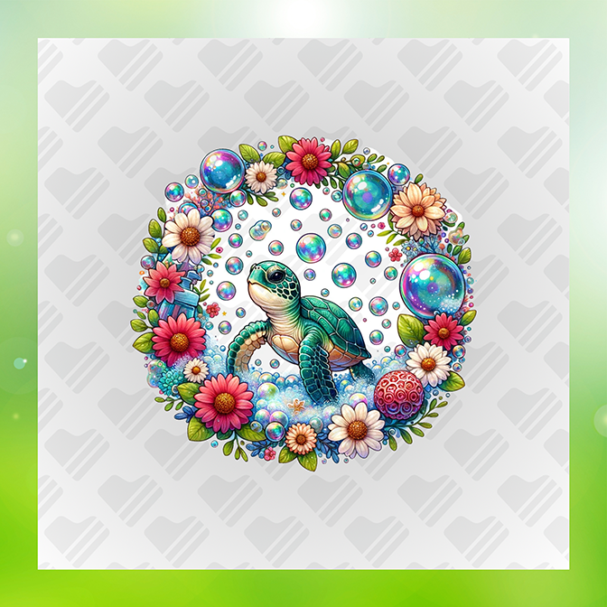 Glitter Look No Mess Turtle Flower Sticker