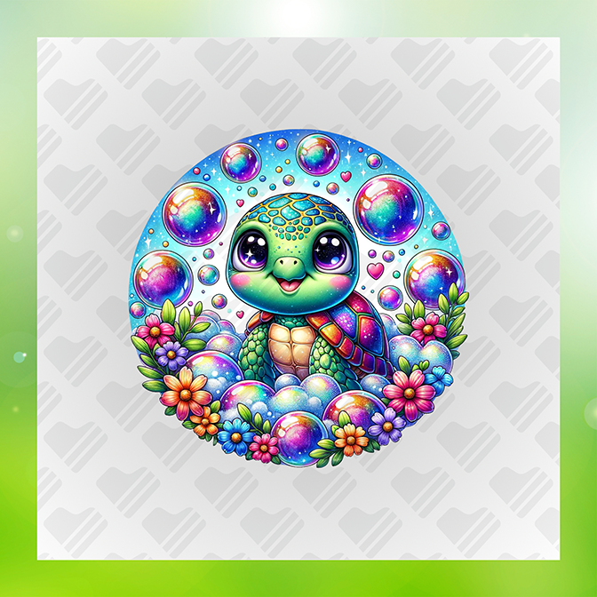 Glitter Look No Mess Turtle Flowers Ver.3 Sticker