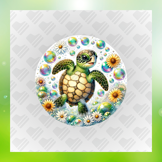 Turtle Bubbles Flower s Turtle Sticker
